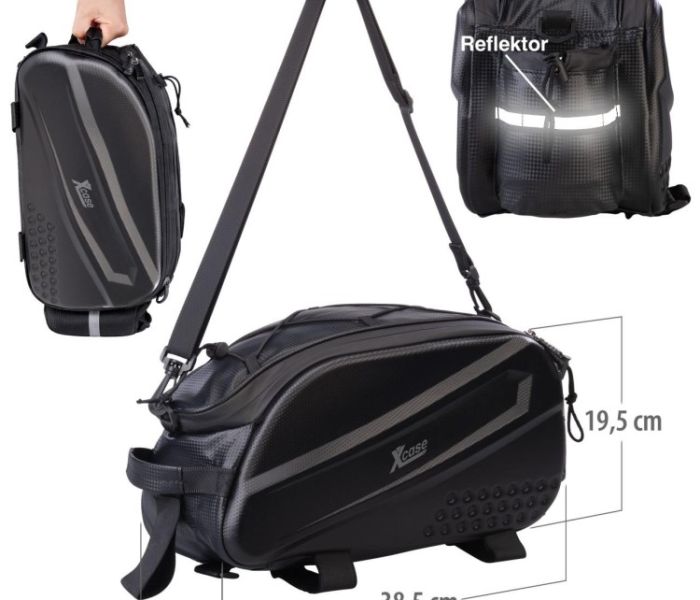 Xcase 2in1-Fahrrad-Gep&auml;cktr&auml;gertasche, 10 Liter, Trageriemen, (Foto: PEARL GmbH)